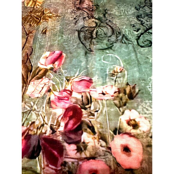 CCC Bohemian Floral Print Short Sleeve Tunic Top Crochet Neckline Cuffs Size Sm - Picture 6 of 9